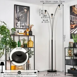 hofstein Koyoto Lampadaire Noir, 3 lumières