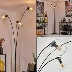 hofstein Koyoto Lampadaire Noir, 3 lumières