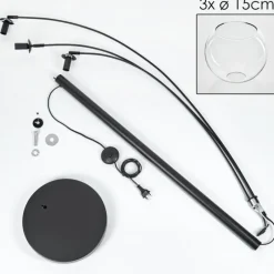 hofstein Koyoto Lampadaire Noir, 3 lumières