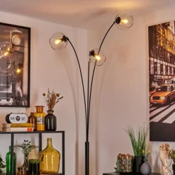hofstein Koyoto Lampadaire Noir, 3 lumières