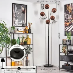 hofstein Koyoto Lampadaire Noir, 5 lumières