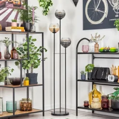 Suspension Verre Fumé-hofstein Koyoto Lampadaire Noir, 3 lumières