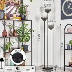 hofstein Koyoto Lampadaire Noir, 3 lumières