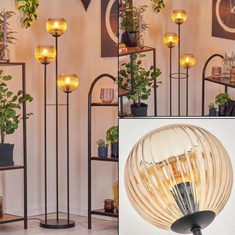 hofstein Koyoto Lampadaire Noir, 3 lumières