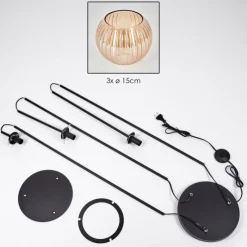 hofstein Koyoto Lampadaire Noir, 3 lumières