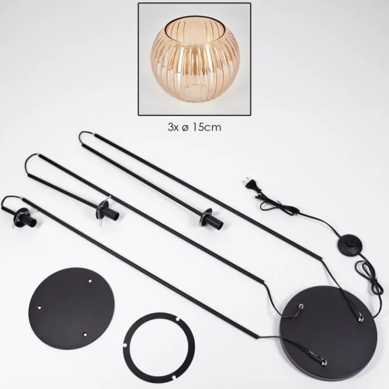 hofstein Koyoto Lampadaire Noir, 3 lumières