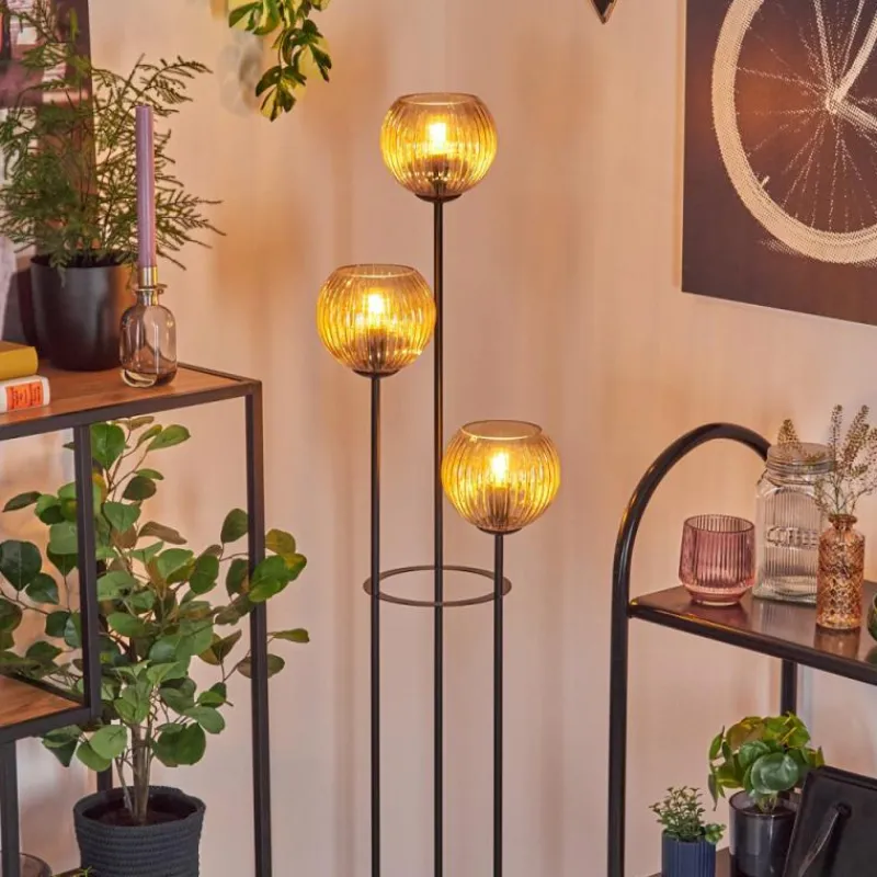 hofstein Koyoto Lampadaire Noir, 3 lumières