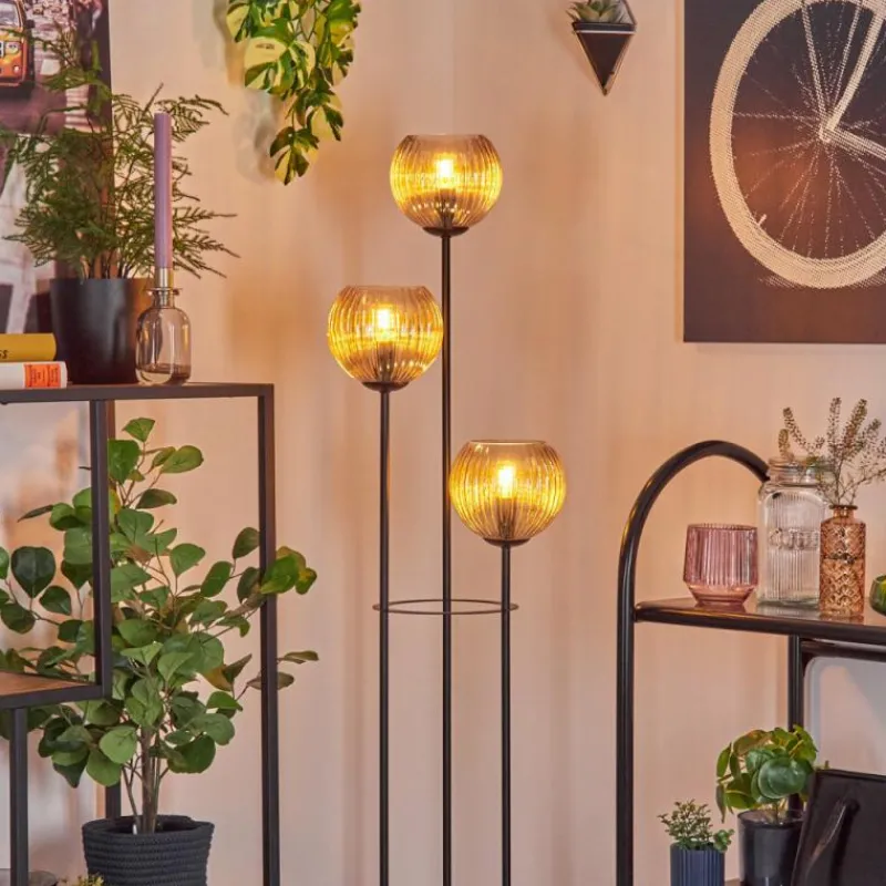hofstein Koyoto Lampadaire Noir, 3 lumières