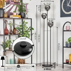 hofstein Koyoto Lampadaire Noir, 3 lumières