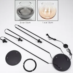 hofstein Koyoto Lampadaire Noir, 3 lumières