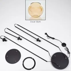 hofstein Koyoto Lampadaire Noir, 3 lumières