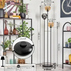 hofstein Koyoto Lampadaire Noir, 3 lumières