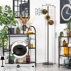 hofstein Koyoto Lampadaire Or, 3 lumières