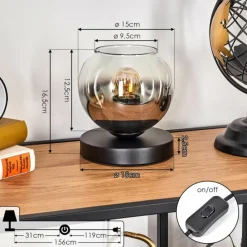 hofstein Koyoto Lampe à poser 15 cm Noir, 1 lumière