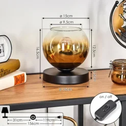 hofstein Koyoto Lampe à poser 15 cm Noir, 1 lumière