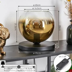 hofstein Koyoto Lampe à poser 25 cm Noir, 1 lumière