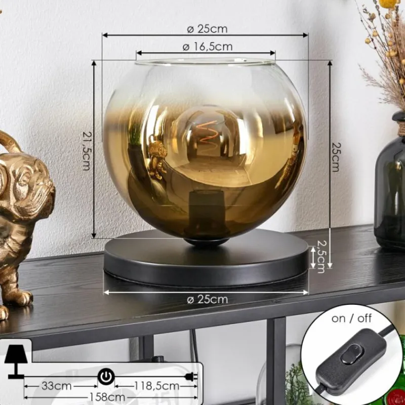 hofstein Koyoto Lampe à poser 25 cm Noir, 1 lumière