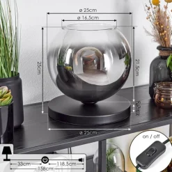 hofstein Koyoto Lampe à poser 25 cm Noir, 1 lumière