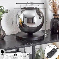 hofstein Koyoto Lampe à poser 25 cm Noir, 1 lumière