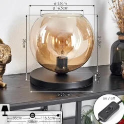 hofstein Koyoto Lampe à poser 25 cm Noir, 1 lumière