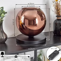 hofstein Koyoto Lampe à poser 25 cm Noir, 1 lumière