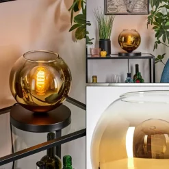 hofstein Koyoto Lampe à poser 20 cm Or, Clair, 1 lumière