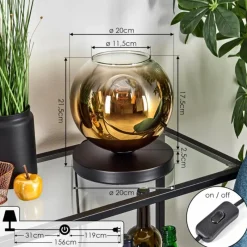 hofstein Koyoto Lampe à poser 20 cm Or, Clair, 1 lumière