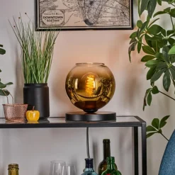 hofstein Koyoto Lampe à poser 20 cm Or, Clair, 1 lumière