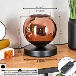 hofstein Koyoto Lampe à poser Noir, 1 lumière