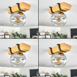 hofstein Koyoto Plafonnier, Boule lumineuse Écru, Noir, 1 lumière