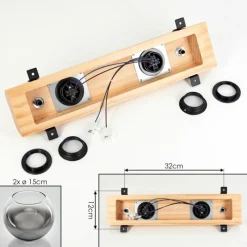 hofstein Koyoto Plafonnier, Boule lumineuse Écru, Noir, 2 lumières