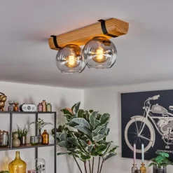 hofstein Koyoto Plafonnier, Boule lumineuse Écru, Noir, 2 lumières