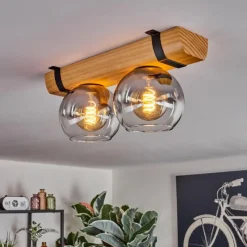 hofstein Koyoto Plafonnier, Boule lumineuse Écru, Noir, 2 lumières