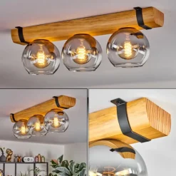 hofstein Koyoto Plafonnier, Boule lumineuse Écru, Noir, 3 lumières