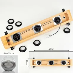 hofstein Koyoto Plafonnier, Boule lumineuse Écru, Noir, 3 lumières