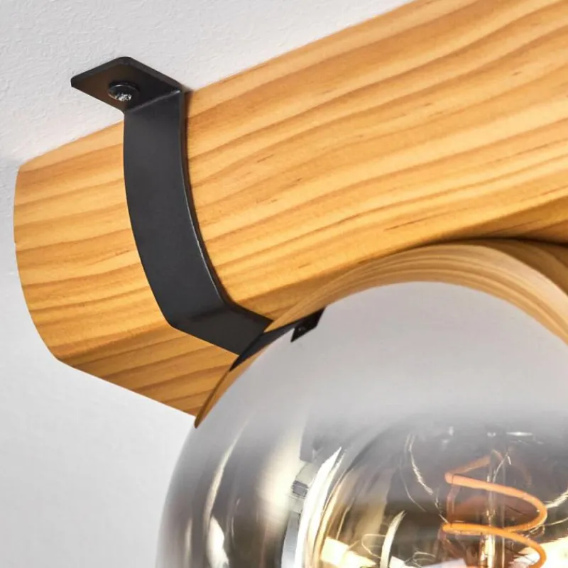 Suspension Verre Fumé-hofstein Koyoto Plafonnier, Boule lumineuse Écru, Noir, 4 lumières