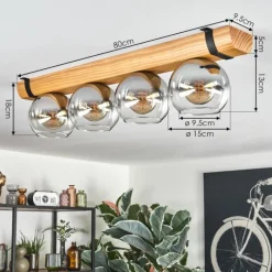 Suspension Verre Fumé-hofstein Koyoto Plafonnier, Boule lumineuse Écru, Noir, 4 lumières