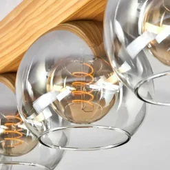 Suspension Verre Fumé-hofstein Koyoto Plafonnier, Boule lumineuse Écru, Noir, 4 lumières