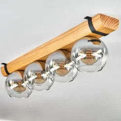 Suspension Verre Fumé-hofstein Koyoto Plafonnier, Boule lumineuse Écru, Noir, 4 lumières