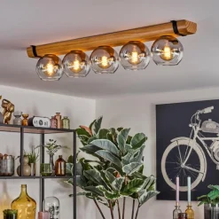 hofstein Koyoto Plafonnier, Boule lumineuse Écru, Noir, 5 lumières