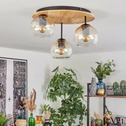 hofstein Koyoto Plafonnier, Boule lumineuse Écru, Noir, 3 lumières