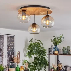 hofstein Koyoto Plafonnier, Boule lumineuse Écru, Noir, 3 lumières