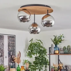 hofstein Koyoto Plafonnier, Boule lumineuse Écru, Noir, 3 lumières