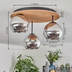 hofstein Koyoto Plafonnier, Boule lumineuse Écru, Noir, 3 lumières