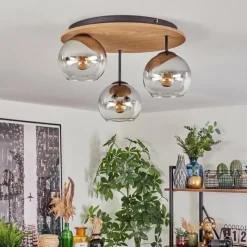 hofstein Koyoto Plafonnier, Boule lumineuse Écru, Noir, 3 lumières