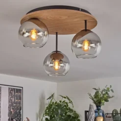 hofstein Koyoto Plafonnier, Boule lumineuse Écru, Noir, 3 lumières