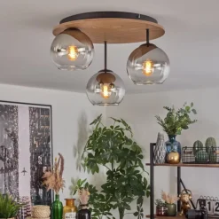 hofstein Koyoto Plafonnier, Boule lumineuse Écru, Noir, 3 lumières