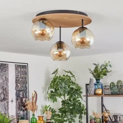 hofstein Koyoto Plafonnier, Boule lumineuse Écru, Noir, 3 lumières