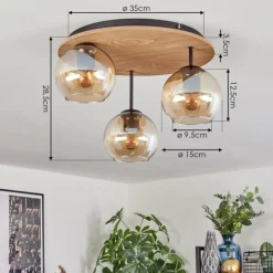 hofstein Koyoto Plafonnier, Boule lumineuse Écru, Noir, 3 lumières