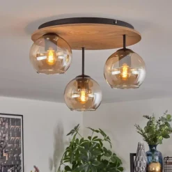 hofstein Koyoto Plafonnier, Boule lumineuse Écru, Noir, 3 lumières